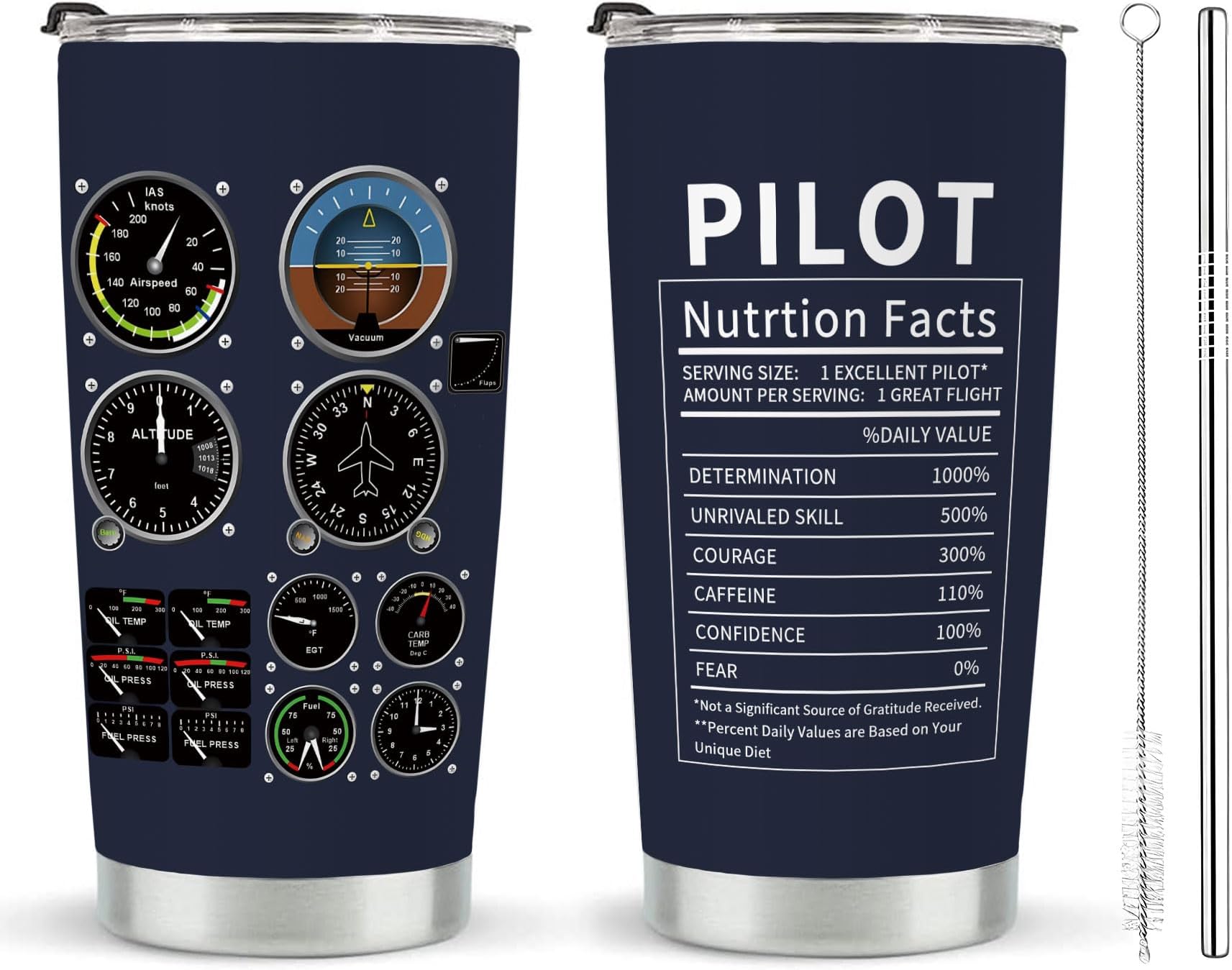 Pilot Gifts - Double-Walled 20oz Tumbler, Great Pilot Men Aviation Gift for Retirement, Birthday or Other Occasions