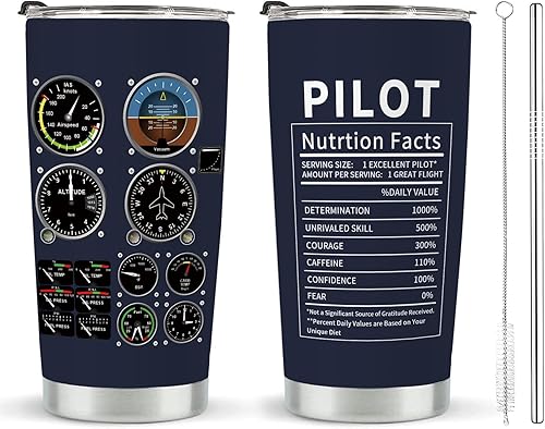 Lengchuan Regalos de piloto, regalos de aviación, regalos de piloto para hombres de aviación, vaso de piloto para hombres pilotos de 20 onzas, taza