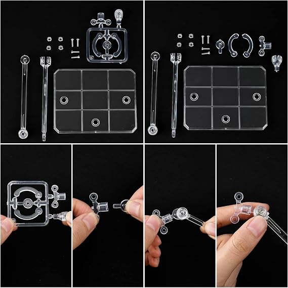 FINGERINSPIRE 8 Pcs Action Figure Stand Assembly Action Figure Display Holder Base Doll Model Support Stand for 6 inch Action Figures or Effects Clear 1/144 HG/RG Figure Model Toy