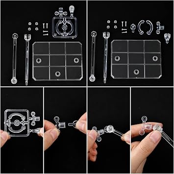 FINGERINSPIRE 8 Pcs Action Figure Stand Assembly Action Figure Display Holder Base Doll Model Support Stand for 6 inch Action Figures or Effects Clear 1/144 HG/RG Figure Model Toy