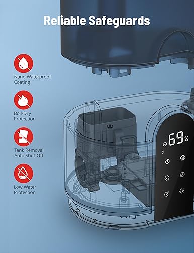 Miniatura 7 de Humidificadores para dormitorio, humidificadores de llenado superior PARIS RHÔNE de 4L para el hogar y habitación grande, difusor de aceite