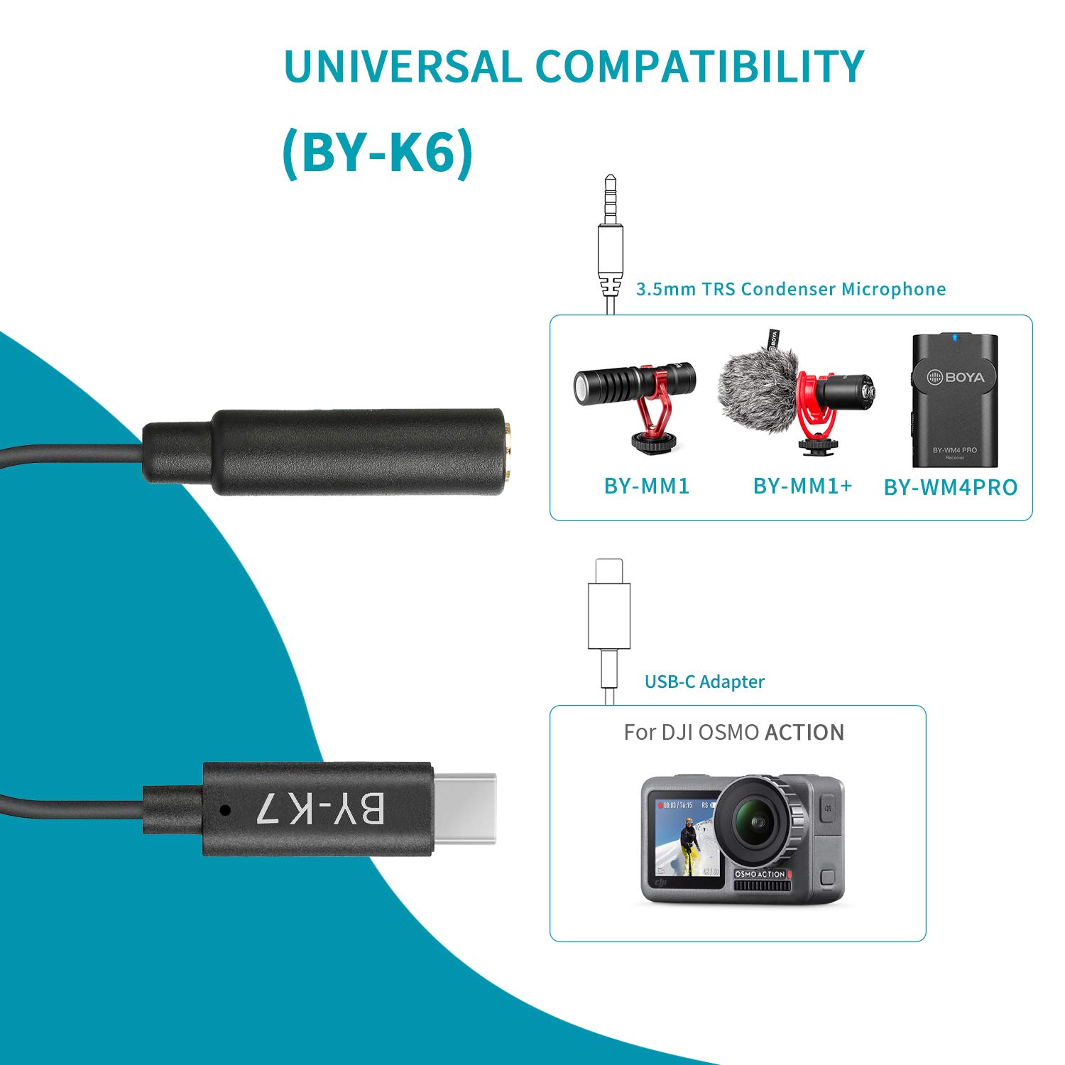 Amazon.com: BOYA 3.5mm Famale to Type-C Male Adapter for DJI OSMO