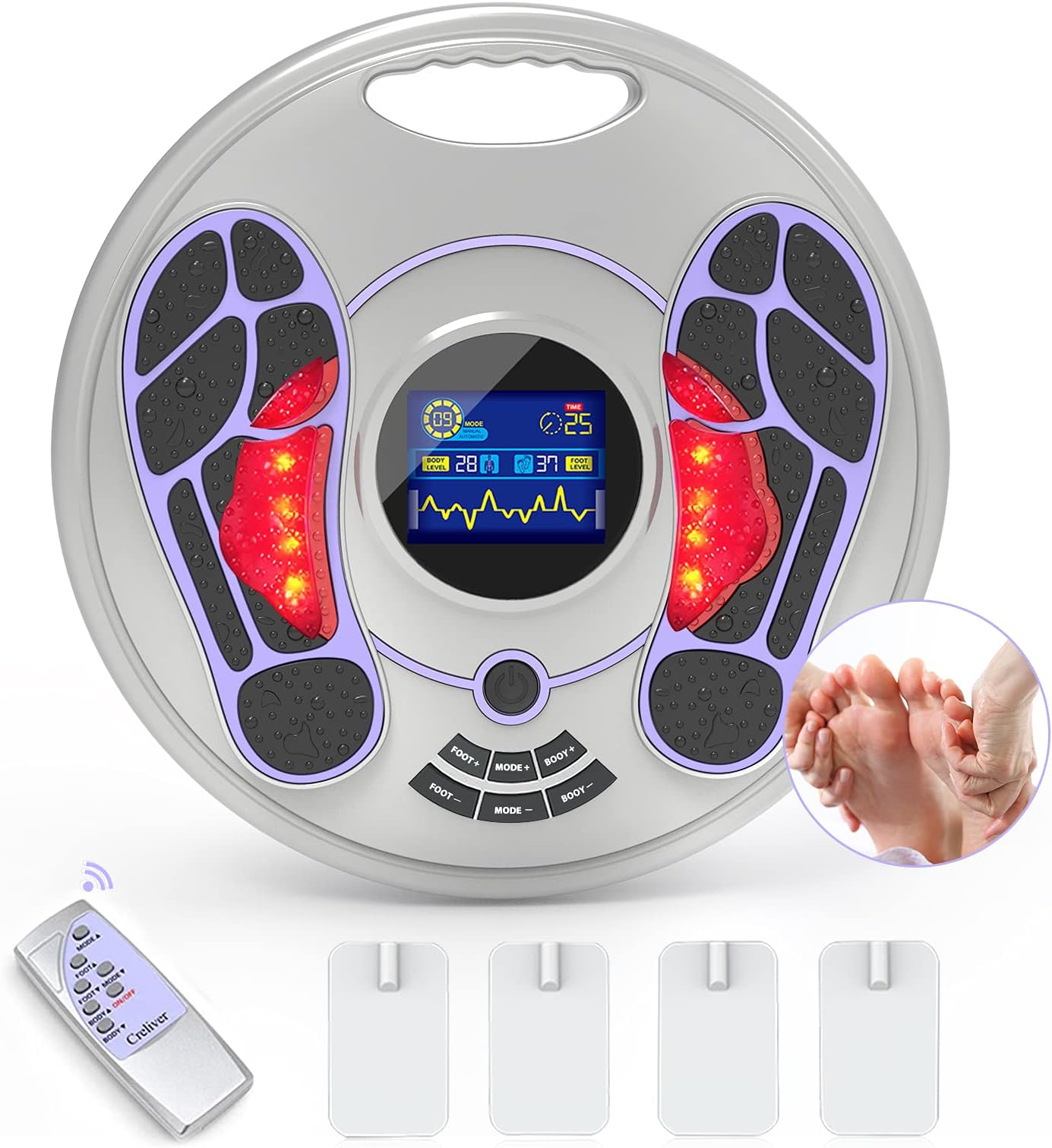 Creliver Medical Foot Massager Machine, Foot Circulation Device for Pain Relieve, Leg Massager Machine to Relieve Foot Fatigue and Lower Limb Neuralgia