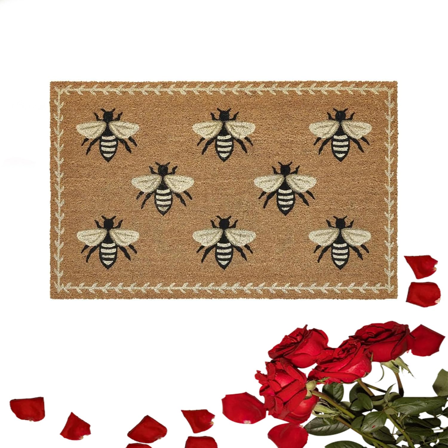 Tapete de bienvenida con temática de abejas de alta durabilidad para puerta exterior