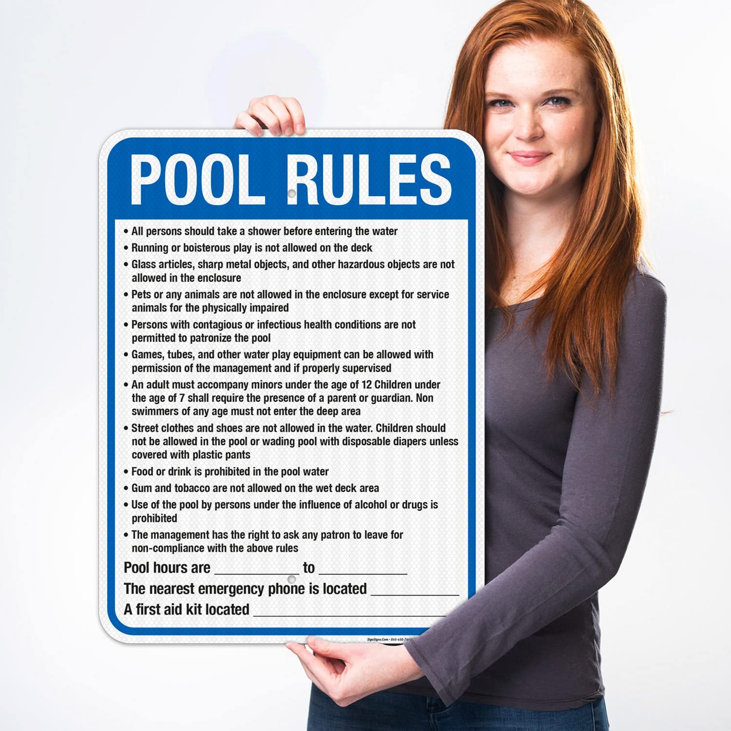 Arkansas Pool Rules Sign, Complies with State of Arkansas Pool Safety Code, 18x24 Inches, 3M EGP Reflective .080 Aluminum, Fade Resistant, Made in USA