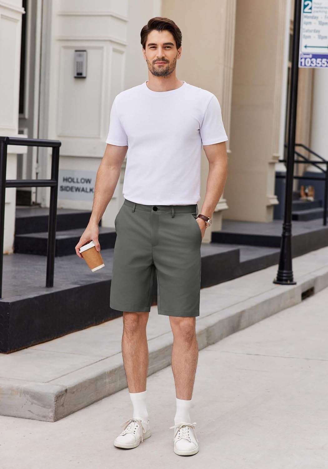 COOFANDY Men's Casual Shorts 9 Inch Flat Front Lightweight Summer Beach Vacation Shorts with 4 Pockets - Image 5