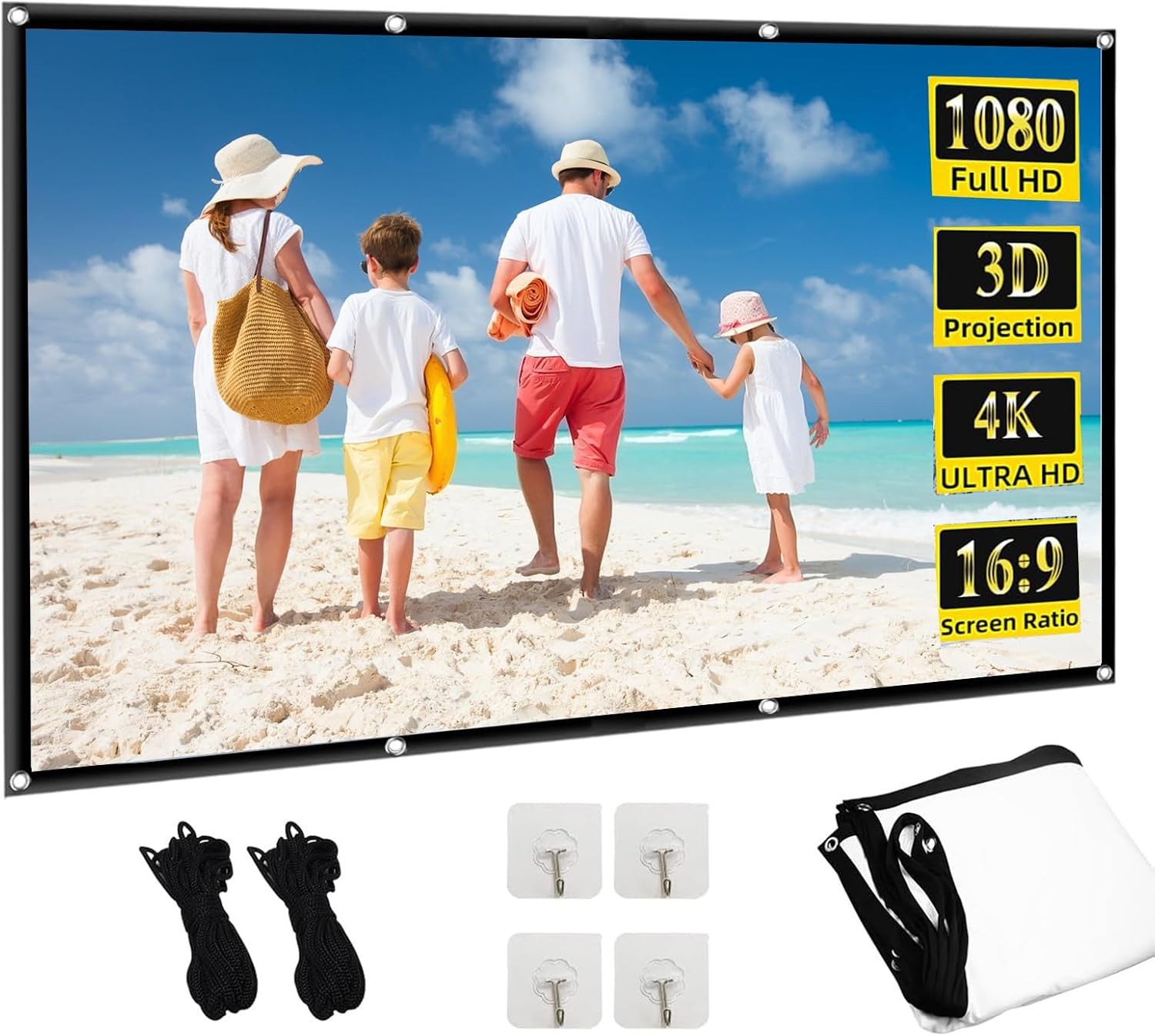 60-300 Inch Portable Projector Screen 169 HD Foldable Projection Screen for Home Cinema Home School Meeting Camping Projector Screen 60 inches 132 x 75 cm