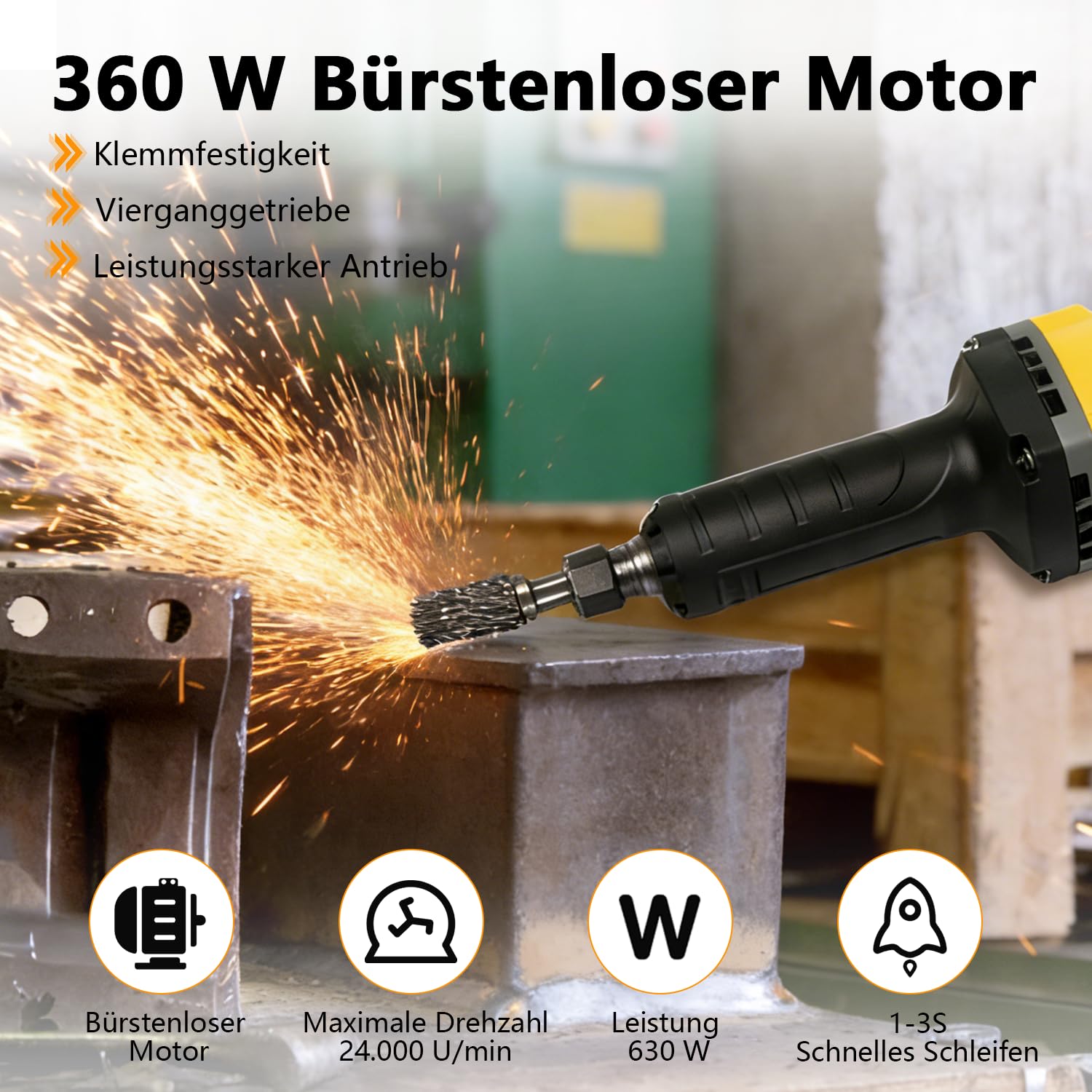 Smerigliatrice diritta a batteria compatibile con batteria Dewalt da 20 V, 4 velocità variabili, levigatrice dritta senza spazzole per levigatura, lucidatura incisione (senza batteria)