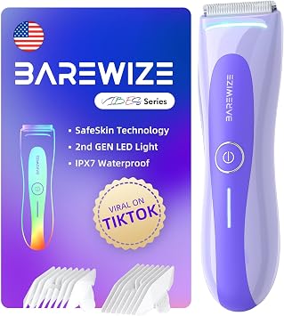 Bikini Trimmer for Women, Electric Shaver for Women | LED Light, IPX7 Waterproof, USB-C Rechargeable, Ceramic Blade | Electric Razors for Women, Pubic Hair Trimmer Women Violet Haze