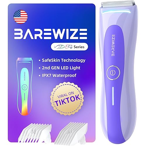 Bikini Trimmer for Women, Electric Shaver for Women | LED Light, IPX7 Waterproof, USB-C Rechargeable, Ceramic Blade | Electric Razors for Women, Pubic Hair Trimmer Women (Violet Haze)
