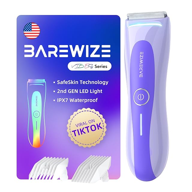 Bikini Trimmer for Women Electric Shaver for Women LED Light IPX7 Waterproof USB-C Rechargeable Ceramic Blade Electric Razors