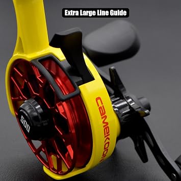 Snow Fall 500 Inline Ice Fishing Reel, 3+1 Ball Bearings and 2.5:1 Gear Ratio, Magnetic Drop Speed Control, Free Spool Release Trigger, CNC-Machined Aluminum Spool, Smooth Carbon Drag