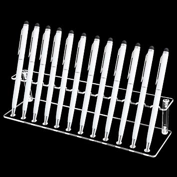 Acrylic Pen Display Stand 12 Slots 1.5cm Pen Stand Display Clear Pen Holder Stand Pen Display Rack for Beadable Pen Pencil Makeup Brush