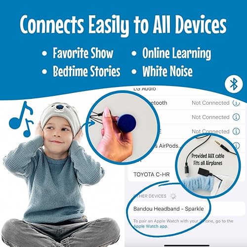 Miniatura 3 de Auriculares originales para niños - Auriculares para niños pequeños galardonados - Diadema inalámbrica - Auriculares ajustables para niños - Diadema