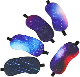 5 Pack Sleeping Mask for Kids,Silk Eye Mask for Sleeping Blindfold for Sleeping Elastic Headband Sleeping Mask Cartoon Pattern Print Eye Covers for Travel Work Naps Blocks Light(Starry Sky Theme)