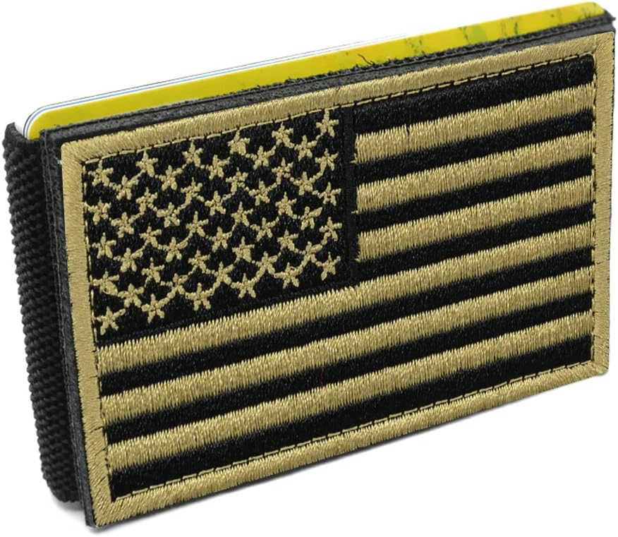 iCraft StrapCrafts-94050W Slim Front Pocket USA Flag Tactical Patch Wallet-Desert and Black