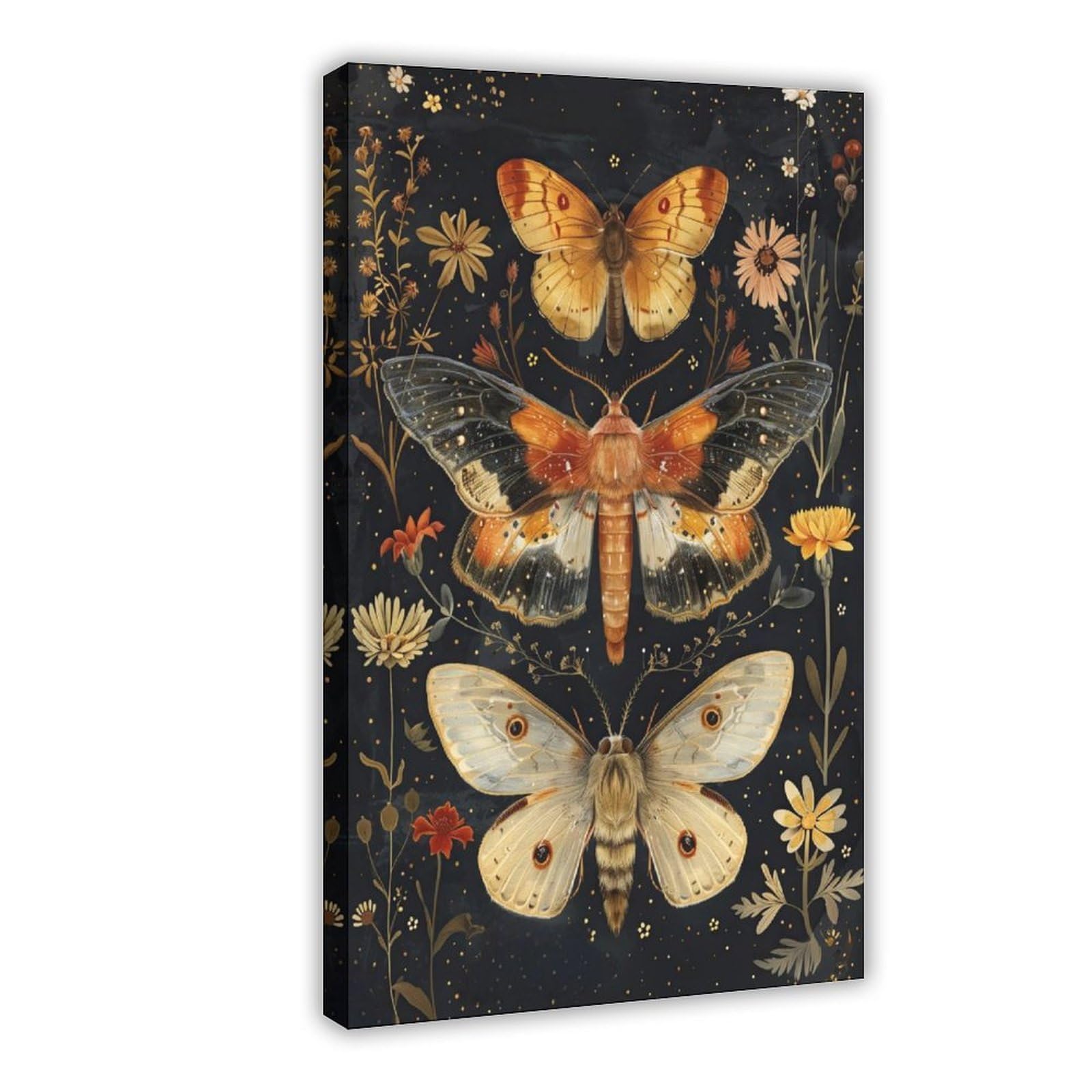 Bareronor Whimsical Moth Poster Canvas Poster Bedroom Decor Landscape Office Room Decor Gift 24" L X 36" W