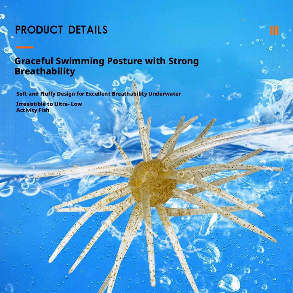6Pcs Tentacle Creature Lure, Finesse Lifelike Fishing Lures with Multiple Tentacles, Floating Seaurchin Bait,Soft Plastic Baits for Bass Fishing, Drop Shot,Wacky Rig/Neko Rig and Finesse,Slow Sinking — view 3