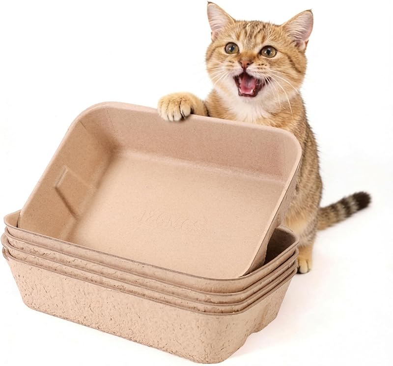 Caixa de Areia Descartável para Gatos de Papelão Corrugado Impermeável JZGMGS Marrom Grande, Pacote com 5