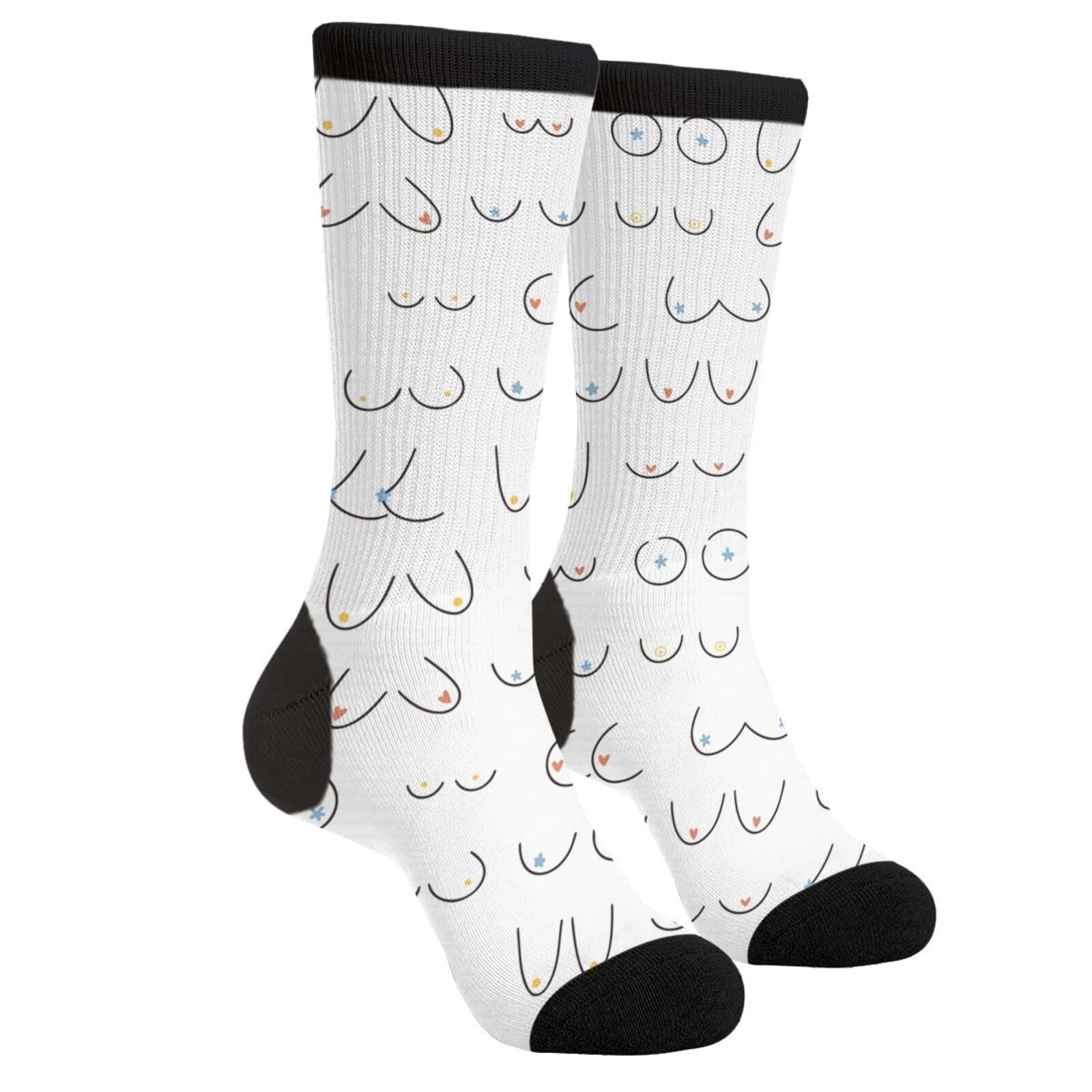 SEVEBJ Unisex Casual Funny Novelty Crew Socks Gifts For Men Women Black and White3