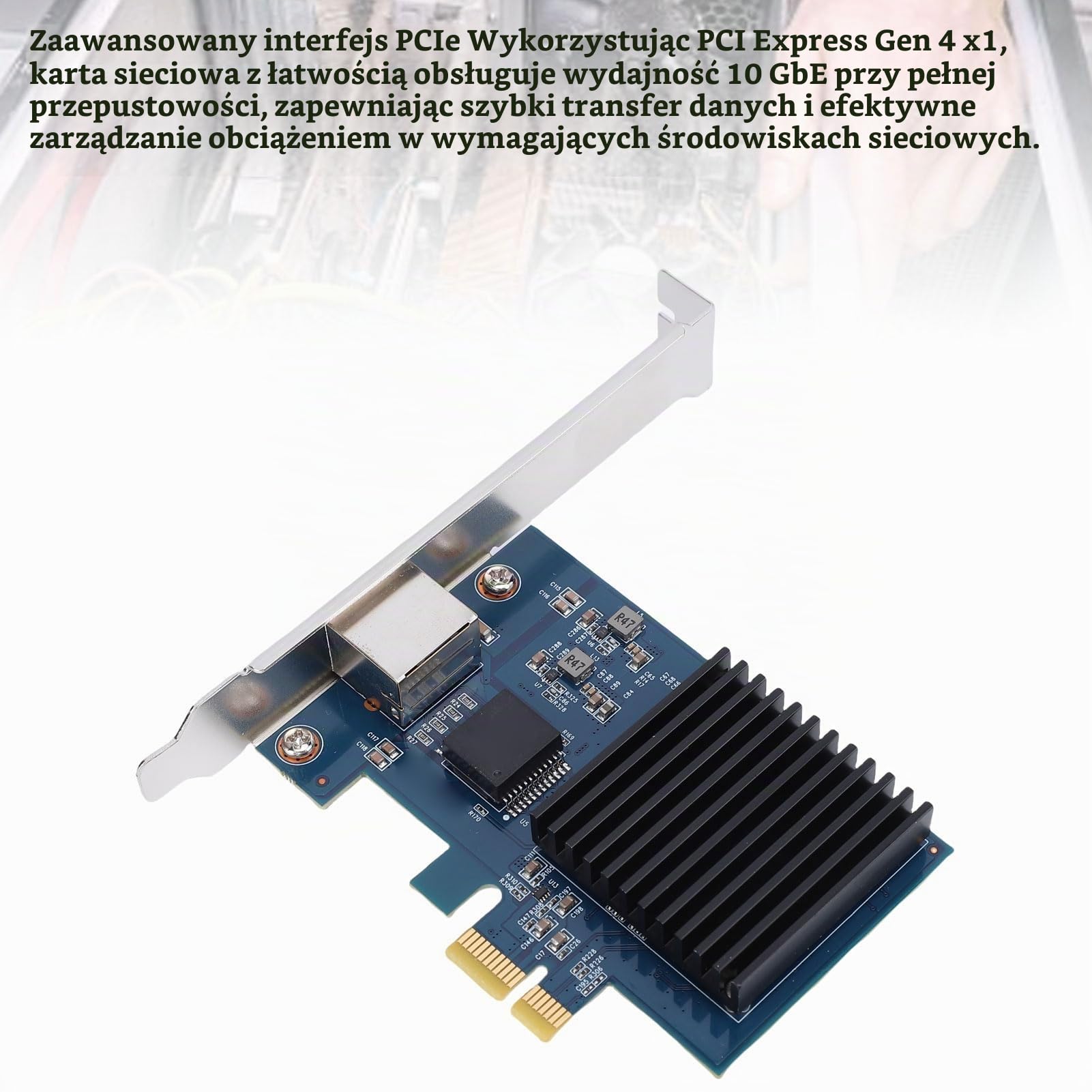 Annadue Karta Sieciowa 10G PCI E, Układ RTL8127 PCIe 4.0 X1 na 10 Gigabit Ethernet, Port 10G/5G/2.5G Multi Gig RJ45, dla Systemu Linux.