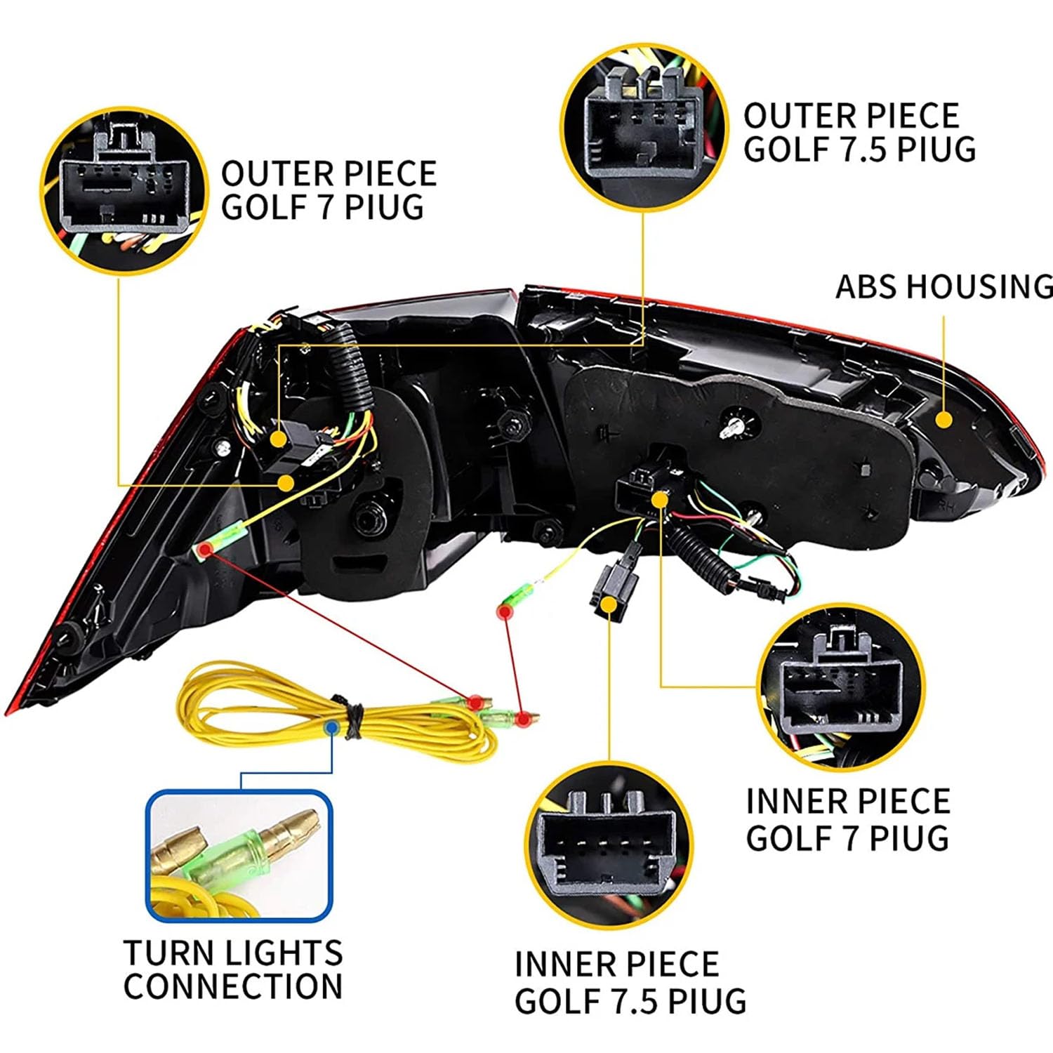 Auto Fari Posteriori per VW Golf MK7 Golf 7 5 TSI TDI 2013-2019,Gruppo Fanale Posteriore per Fanale Posteriore Freno Luci Stop Lampada Parcheggio,Smoke