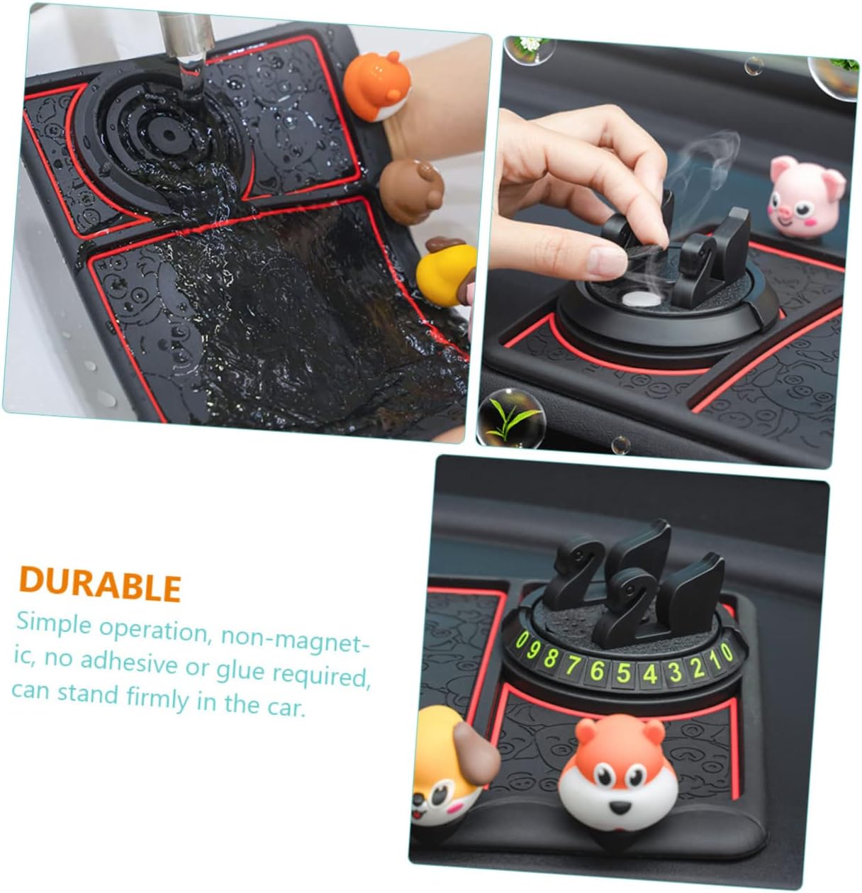 balacoo Non Slip Dashboard Mat with Animal Doll Pattern Rotatable Phone Holder Cushion for Car Trucks Suvs Durable Slip Pad for Safe Phone Use Vehicle