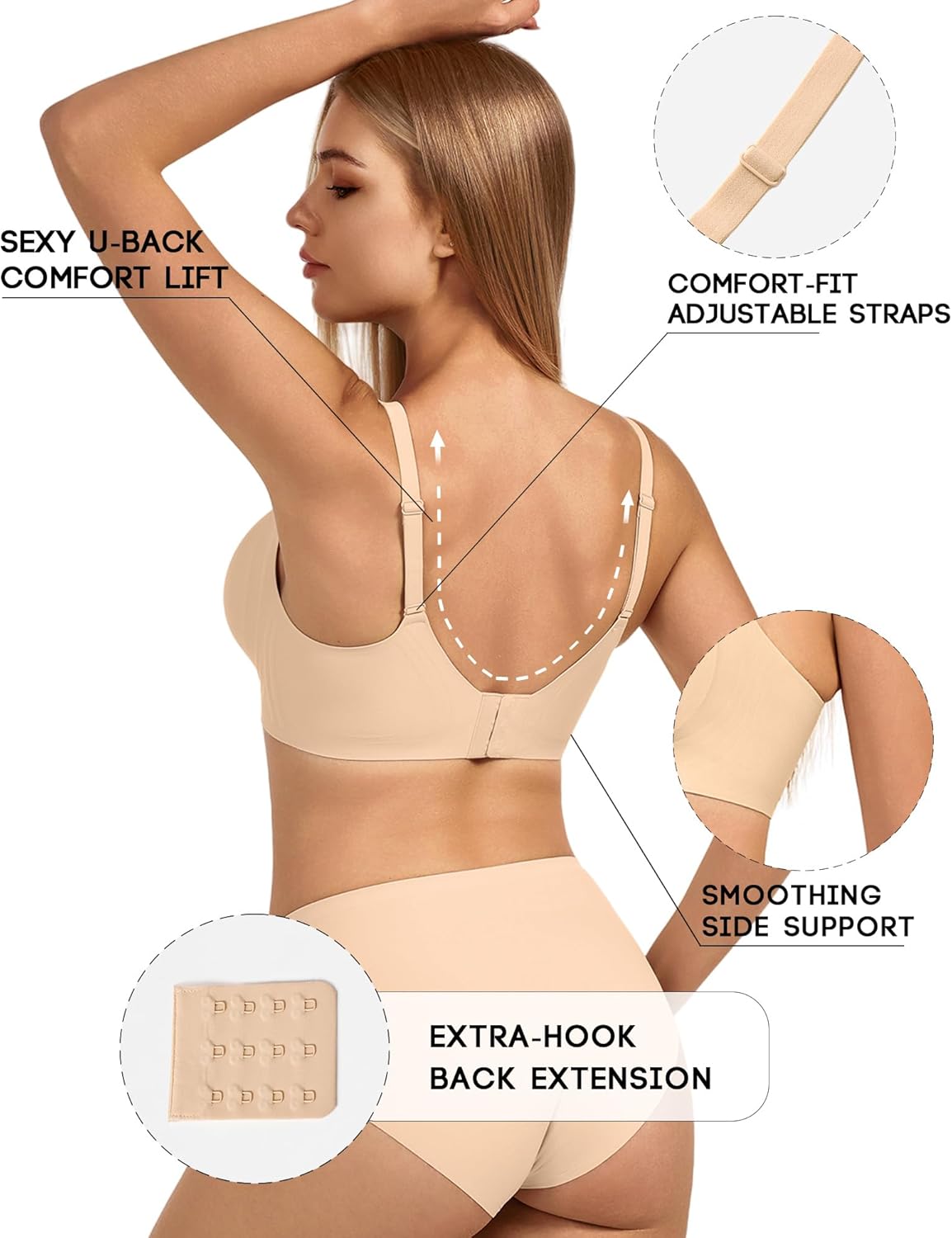 Plus Size Jelly No Underwire Comfort Bra for Women, Full Coverage Seamless Everyday Wireless Bras with Light Support - Image 3