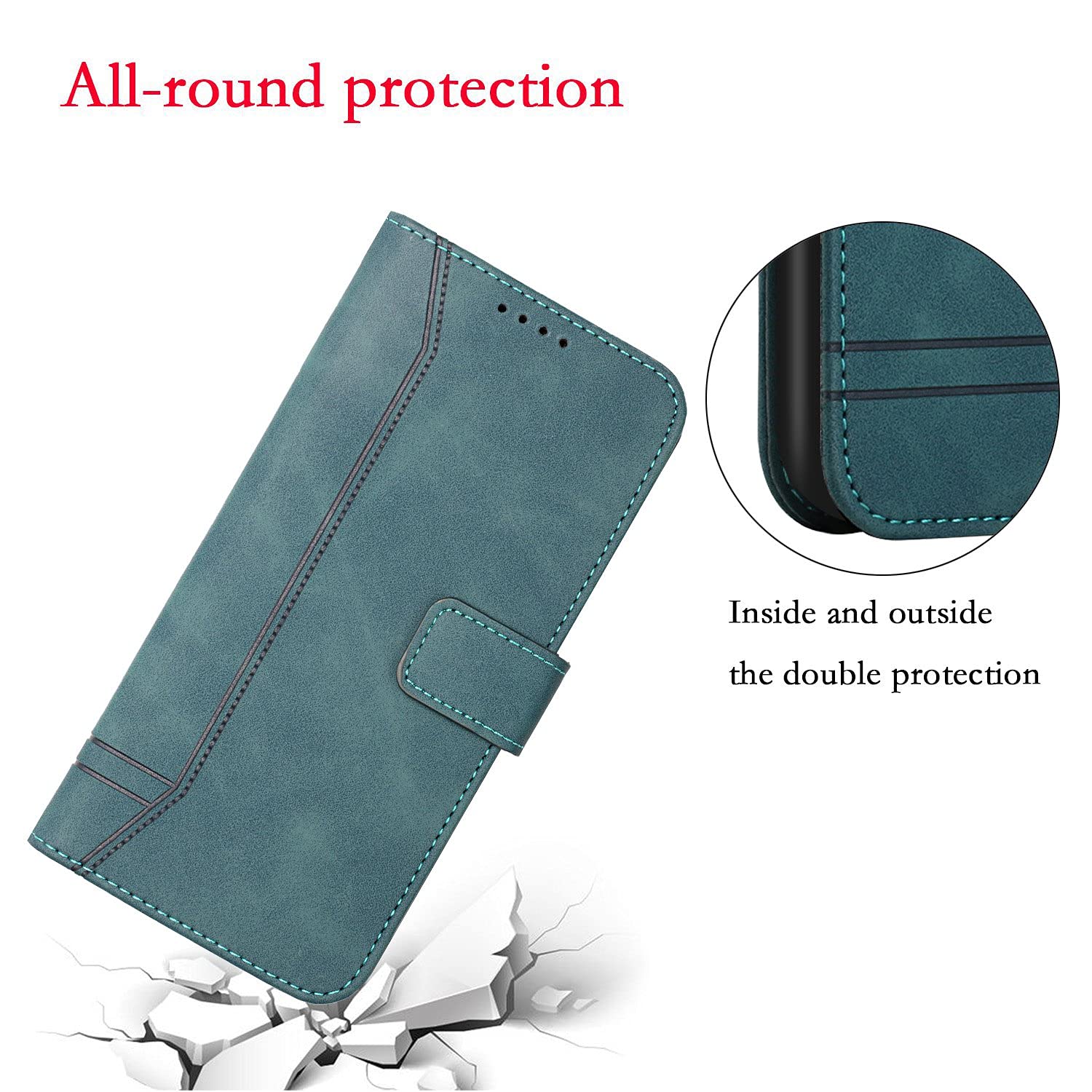 TIANCI Cover per Sony Xperia 5 V, Portafoglio Case in Pelle PU Bicolore Impiombata, 3 Slot per Schede Funzione Staffa Antiurto Flip Custodia per Sony Xperia 5 V