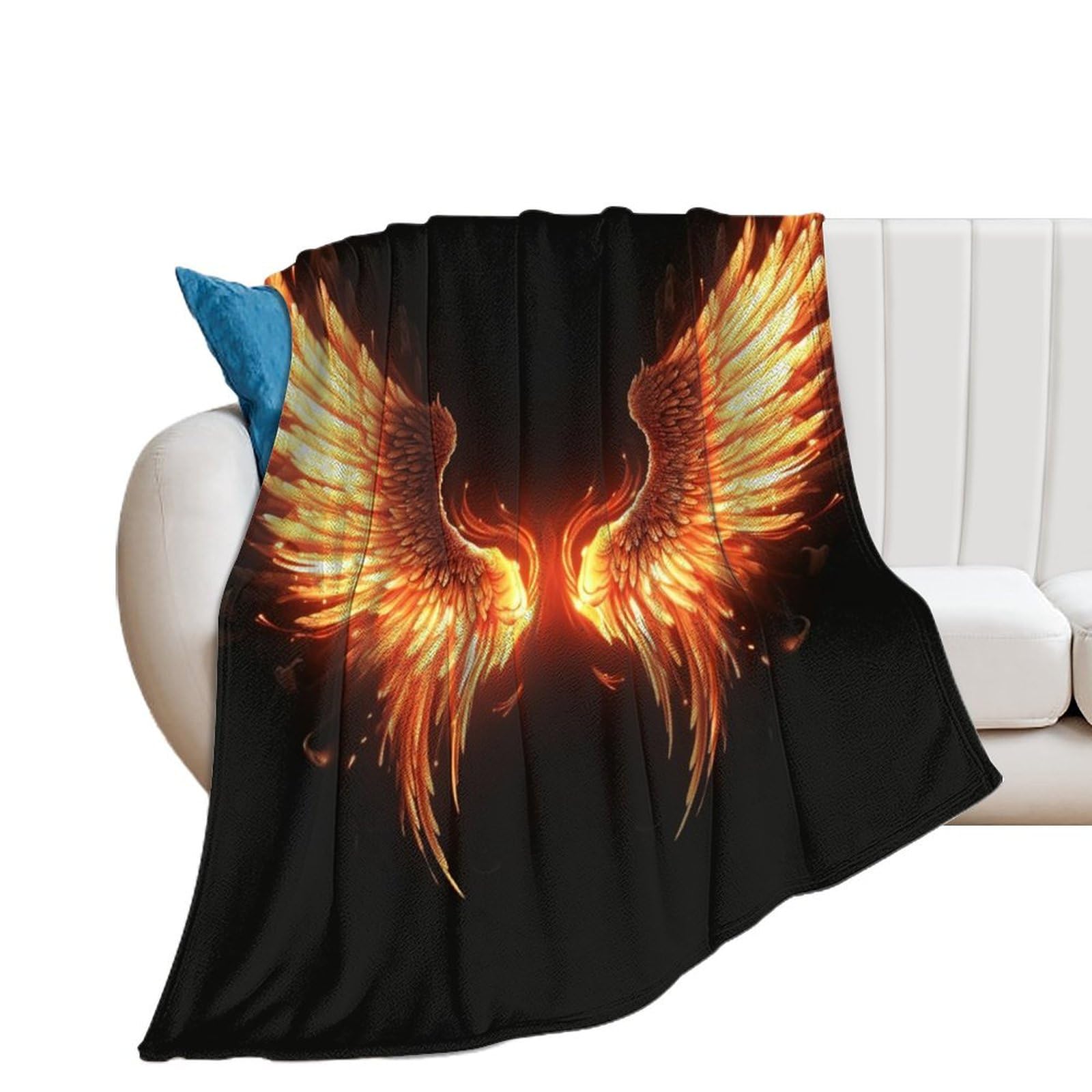 Couverture cadeau femme flanelle douce motif ailes de feu pour lit