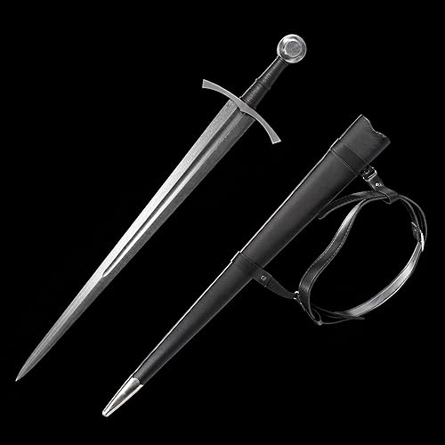 Espada armada medieval de acero forjado a mano Apertura de acero genuino hecha a mano Funda de cuero Ideal para coleccionar, larping y exhibir