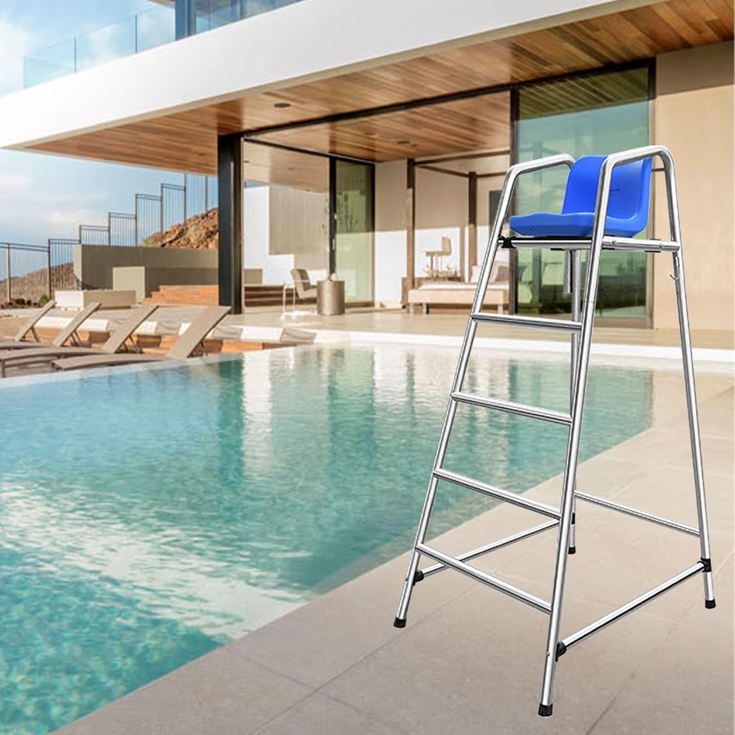 Detachable Coaches Referees Directors Chair, Lifeguard Chairs with Seat Hook & Sunshade Hole 4 5 6 Ft Tall, All-Weather Counter Height Barstools for Adults,One Color-H 71in/180cm