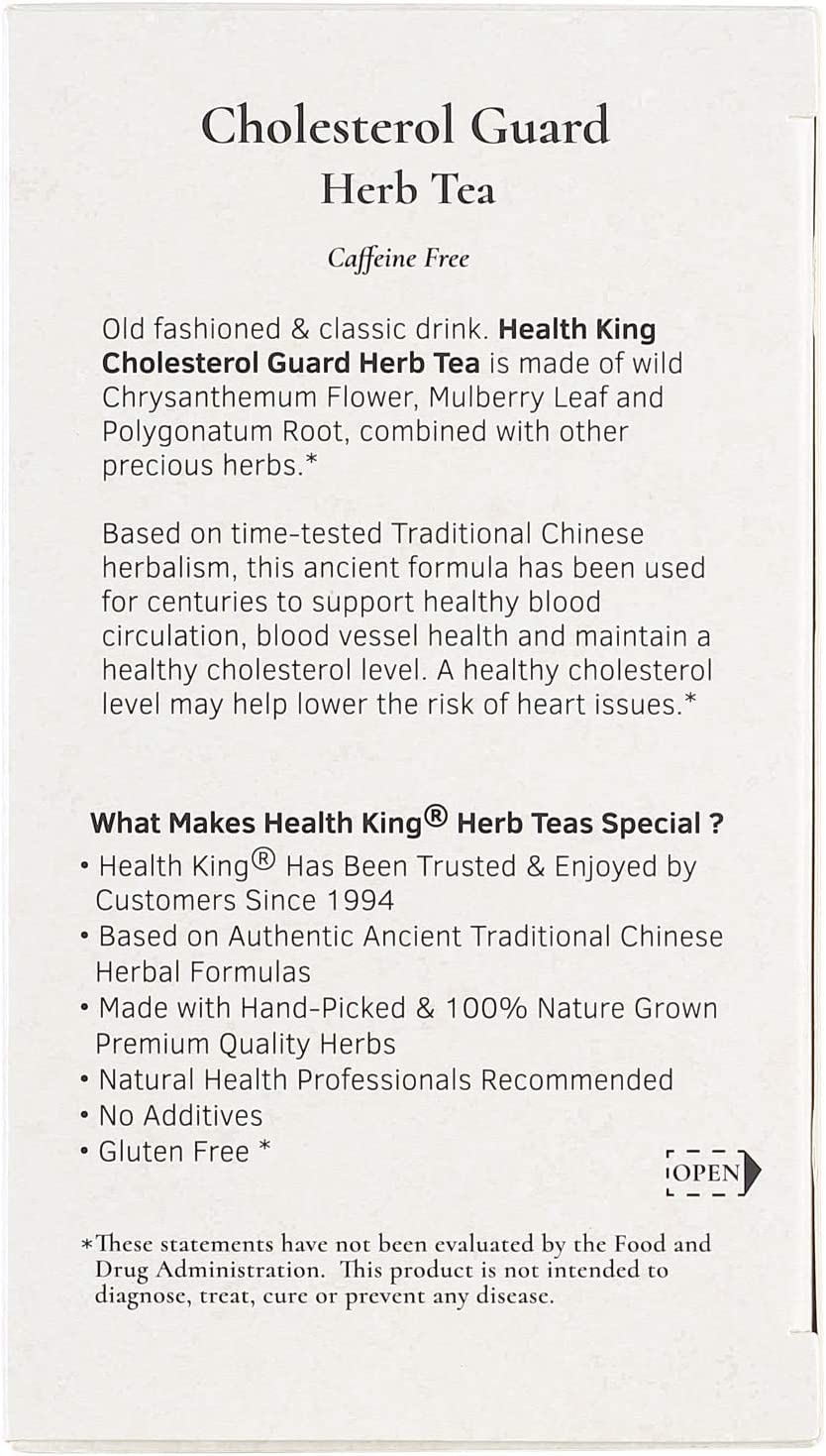 Health King Cholesterol Guard Herb Tea, Teabags, 20-Count Box (Pack of 4)