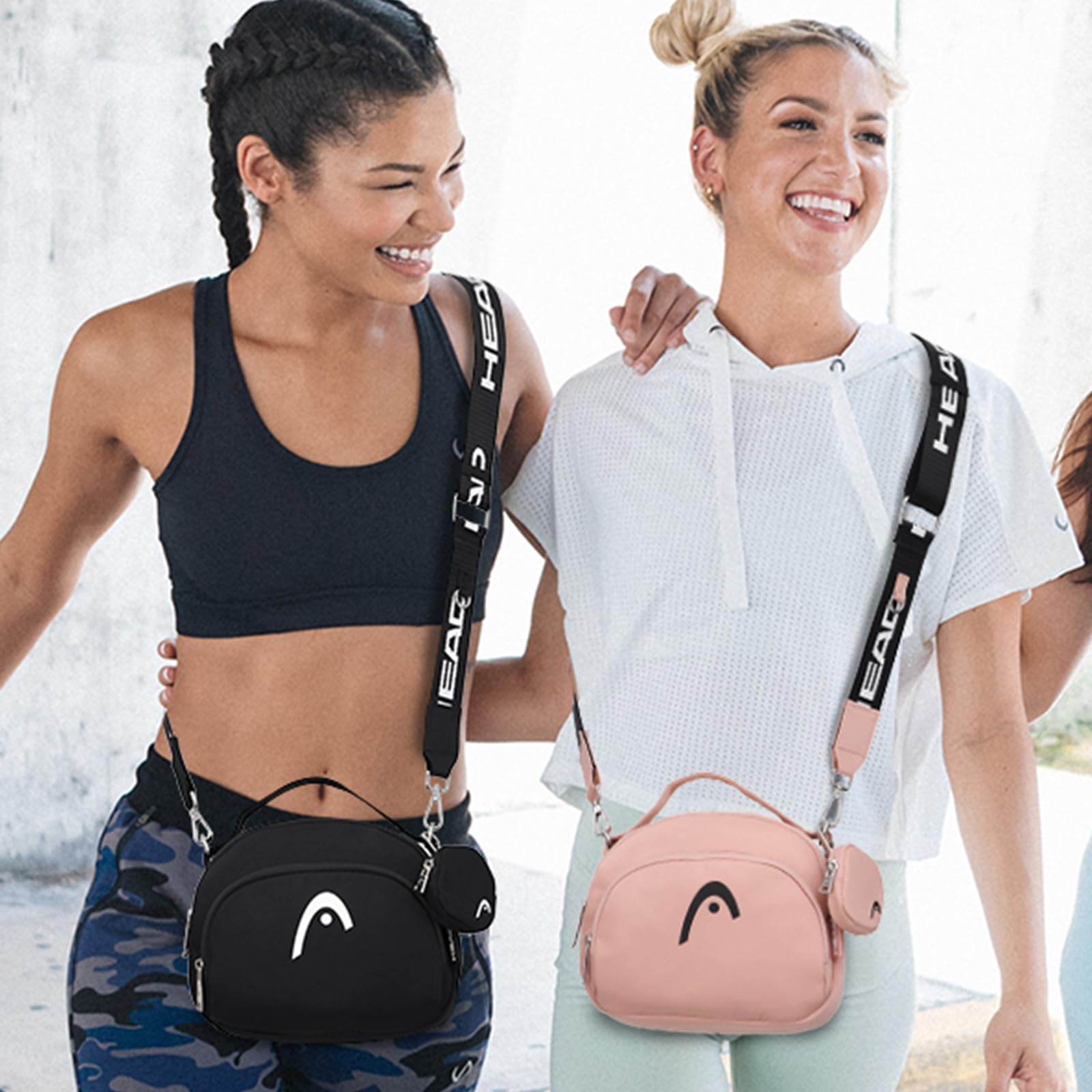 HEAD Waterproof Small Crossbody Bag for Women, Removable Wide Strap Black Shoulder Handbags Purse with Mini Coins Bag,Top Handle Handbag Daypack for Travel/shopping/Daily/Evening/Sport (Black)