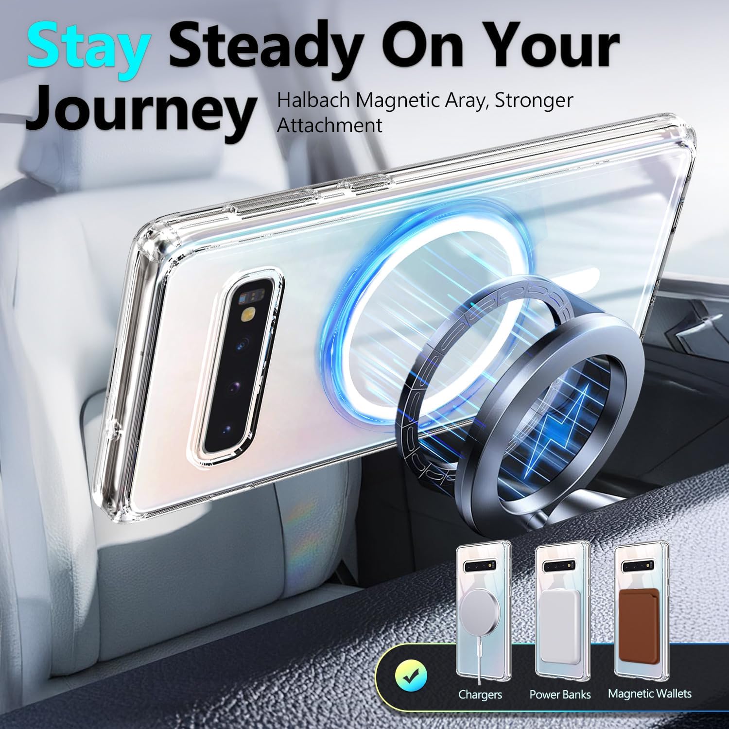 YZB Magnetic for Samsung Galaxy S10 Case, Clear | Compatible with MagSafe | Slim Fit Lightweight Shockproof, Military-Grade Protection, Yellowing Resistant Scratch-Resistant Back - Image 5