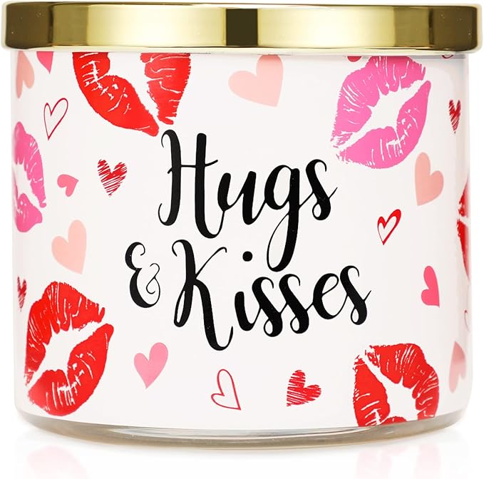 Rose Scented Candle, Hug&Kisses Candle Gift, Large 3 Wicks, 14 oz Home & Kitchen