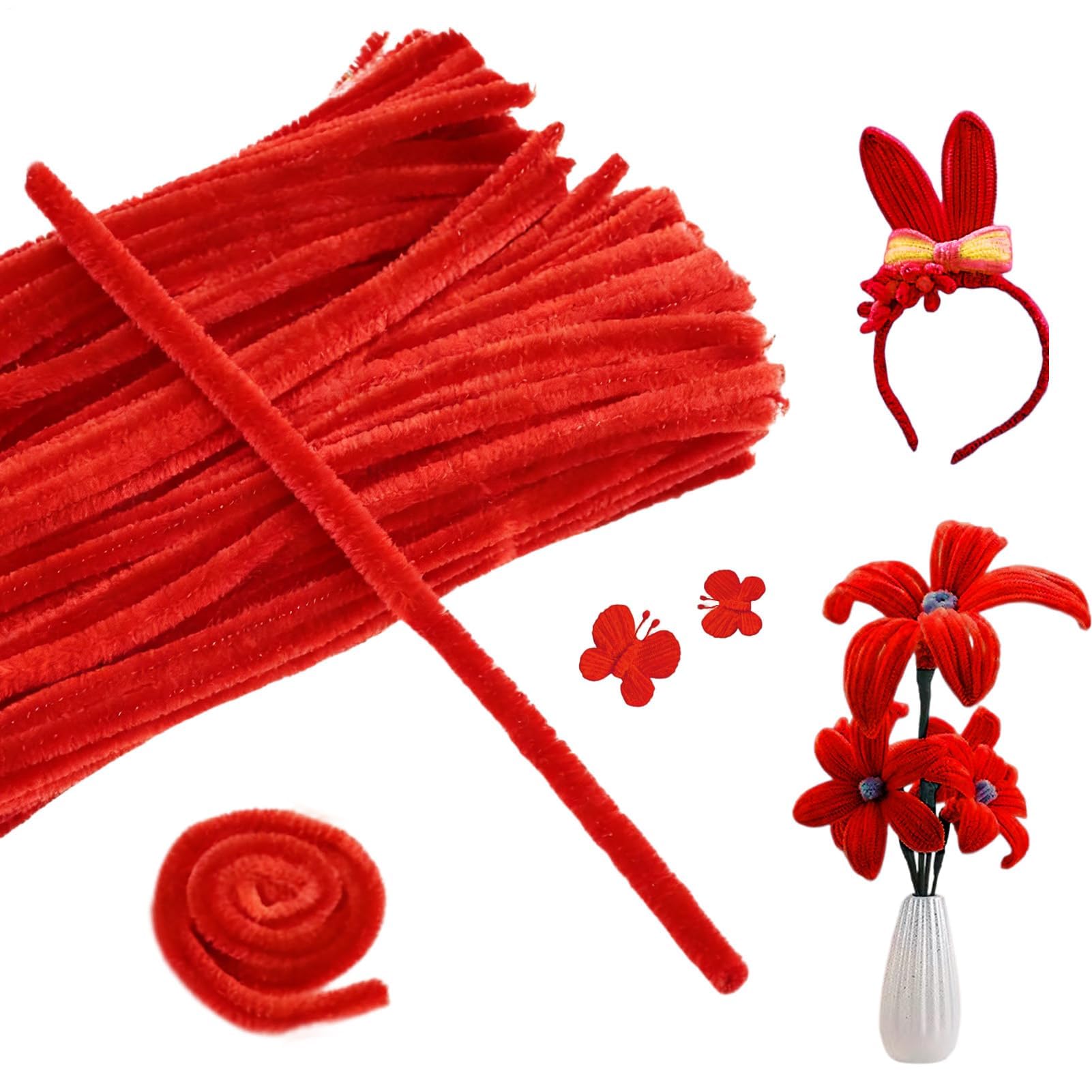 Muiltvoe Pipe Cleaner Flower Kit, Handmade Chenille Craft Supplies, Bouquet Wrapping Set, Classroom Activity, Preschool Project, Birthday Party Favor, Home Decoration