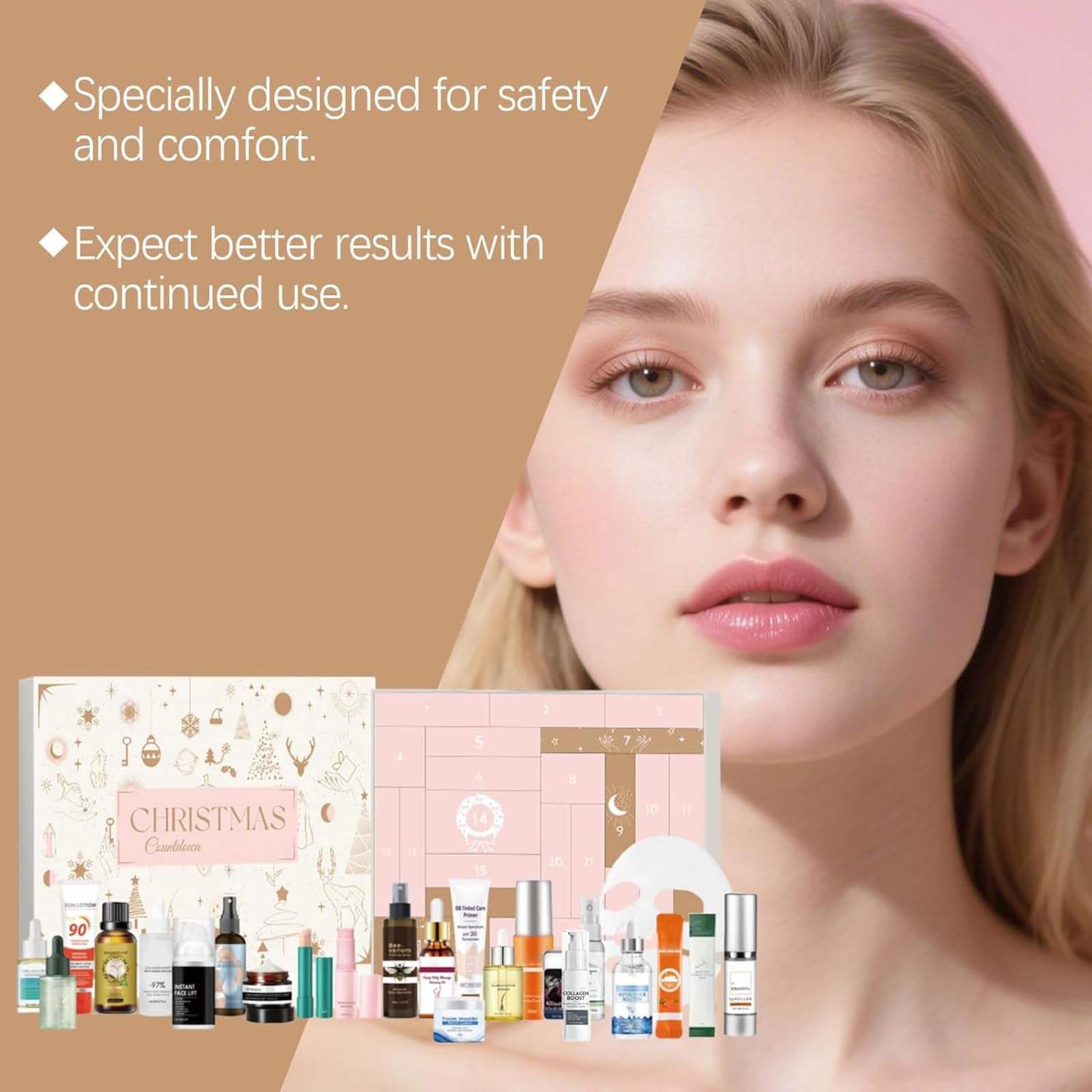 Adventskalender 2025 – 24 Türchen mit verwöhnenden Überraschungen, Weihnachtskalender mit Pflegeprodukten, Pflegeset für die Adventszeit, Beauty Geschenk für Frauen & Mädchen