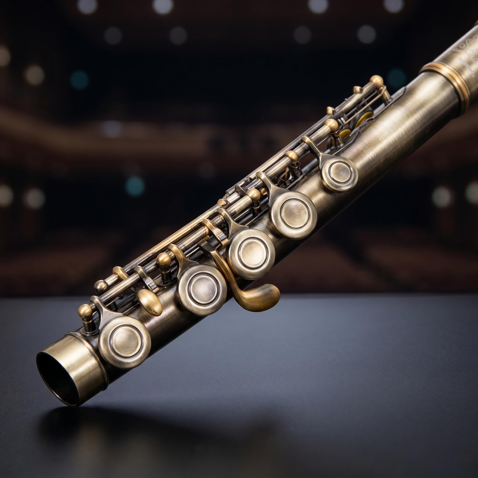 Flauto Traverso Flute Traverso Flauto a Fiato Strumento a Fiato con Testata Dritta Controllo Respiro Costante Corpo Cilindrico in Ottone Finitura