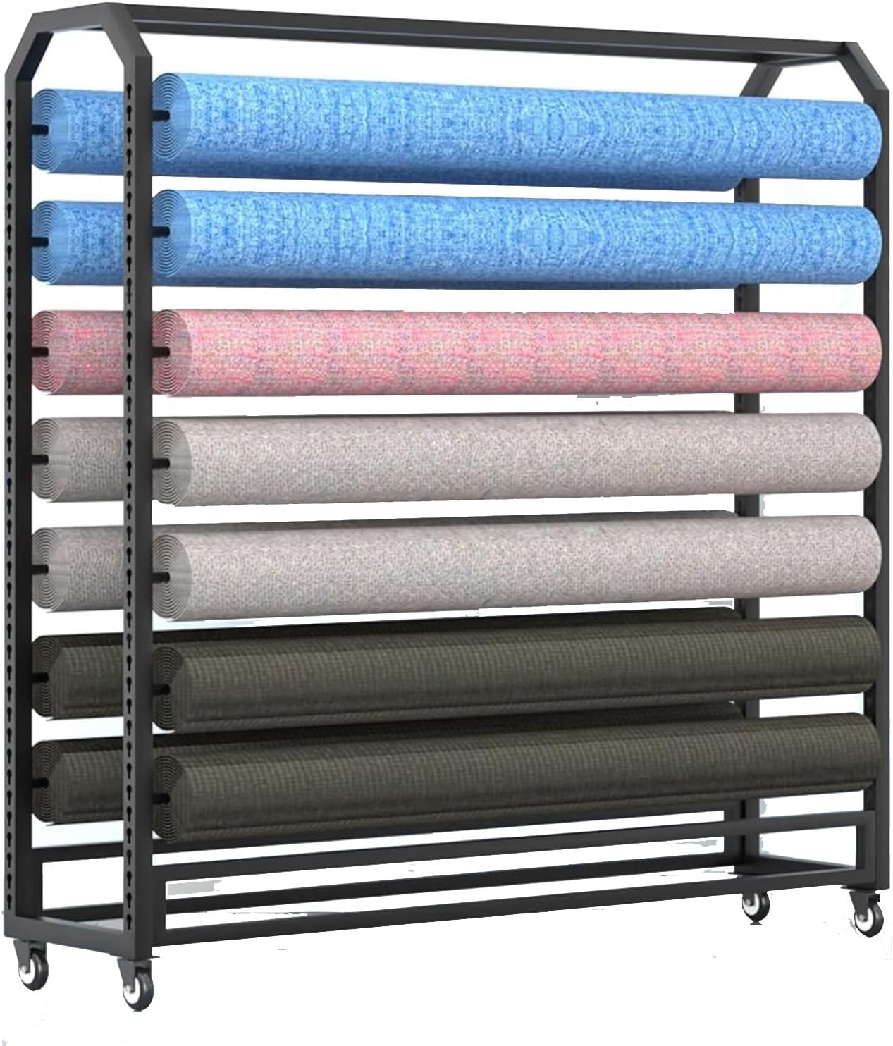 Commercial Vinyl Roll Storage Rack, 8-20 Roll Capacity, Space-Saving Design for Tablecloths & Wraps, 175cm Height with 14 Rods, Ideal for Crafting & Organization