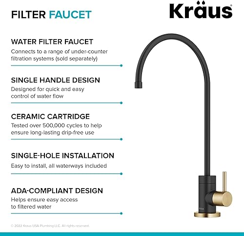 Miniatura 125 de KRAUS Oletto - Grifo de cocina y filtro de agua 2 en 1, monomando y extraíble, estilo comercial, para ósmosis inversa o sistema de filtración