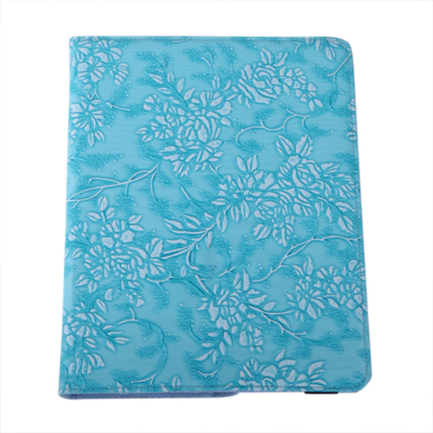 HDE iPad 2/3/4 Tablet Case Rotating Flip Stand Folding Magnetic Cover Designer for Apple iPad 2/3/4 (Blue Flower)