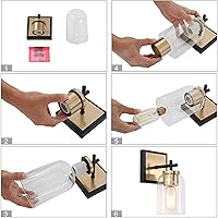 Vista 6 de Apliques de pared dorados y negros, lámpara de pared moderna de 1 luz para dormitorio, luces de tocador de vidrio para baño