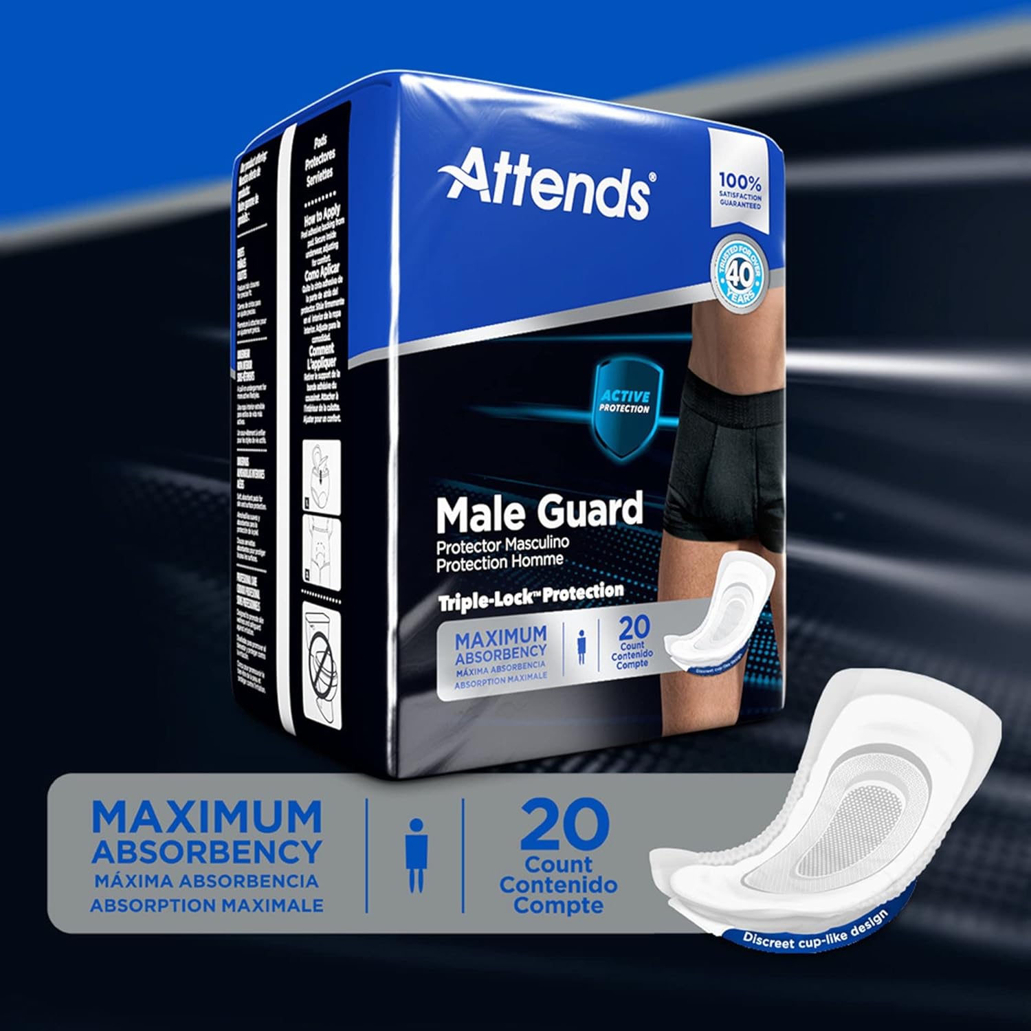 ADMG20 - Attends Discreet Men's Guards, 20 Count (x6)