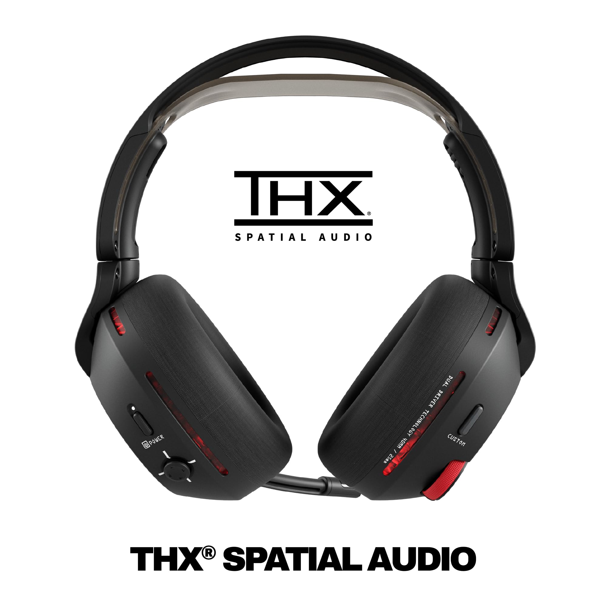 Skullcandy Crusher PLYR 720 Wireless Gaming Headset, Ultimate Immersion and Comfort, THX Spatial Audio and Multi-Sensory Bass, Removable Mic, PC, PlayStation, Nintendo, Multi-Platform - Digi-Black