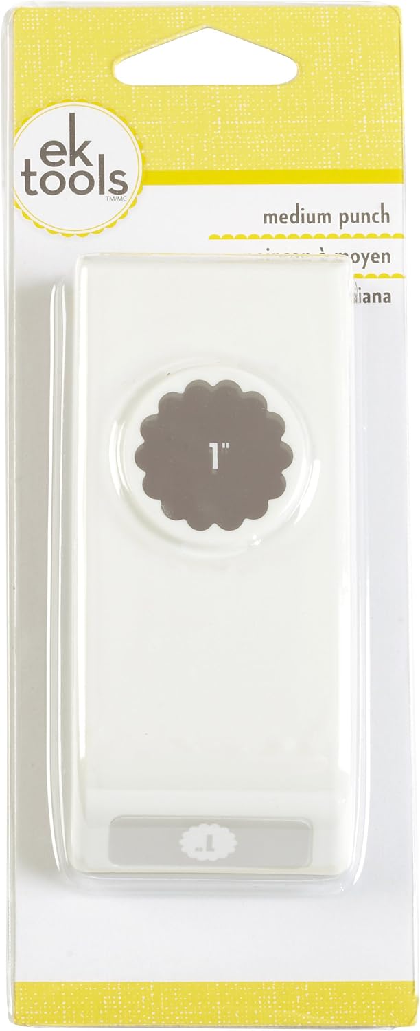 EK Tools Circle Punch, 1-Inch Scalloped Edge, New Package, White