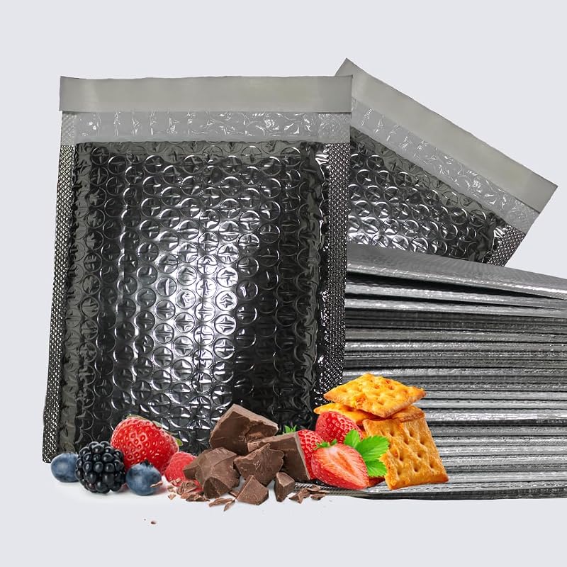 Paquete de 25 sobres de burbujas aislados IIP Texas, barrera térmica radiante, bolsas de envío autoselladas impermeables, plateado metálico, varios tamaños (12" x 17" / 25 unidades)