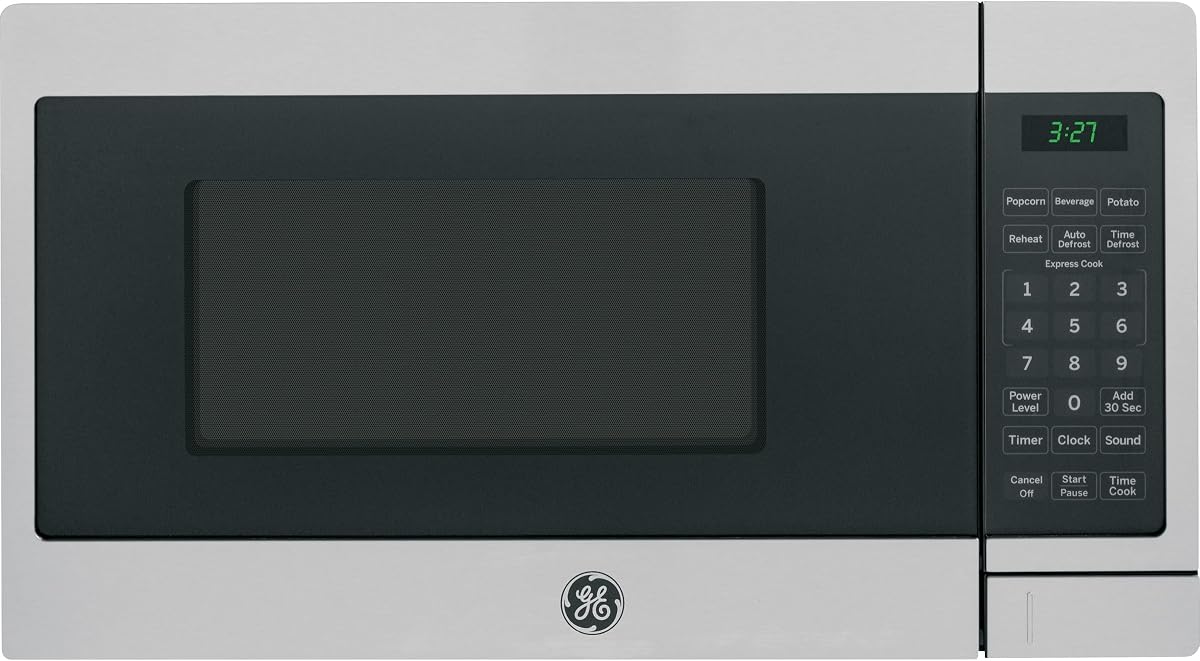 Horno microondas para encimera Spacemaker, 0,7 pies cúbicos. FT, 700 W con plato giratorio extraíble, 6 menús automáticos, controles de encendido instantáneo, descongelación automática o manual sencilla, kit para colgar opcional, acero inoxidable
