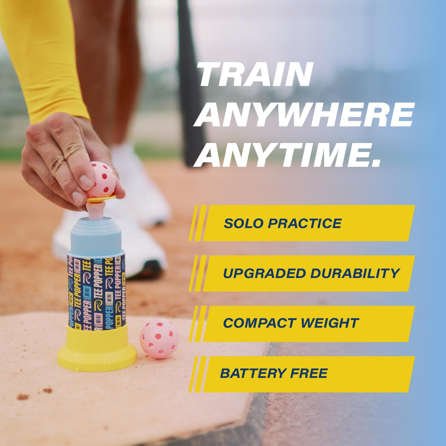 Bandit Sports Coach RAC Coach RAC Mini Tee Popper, Hitting Tee for Perfect Swings, Batting Machine for Practicing Hitting Without a Pitcher Blue — view 3