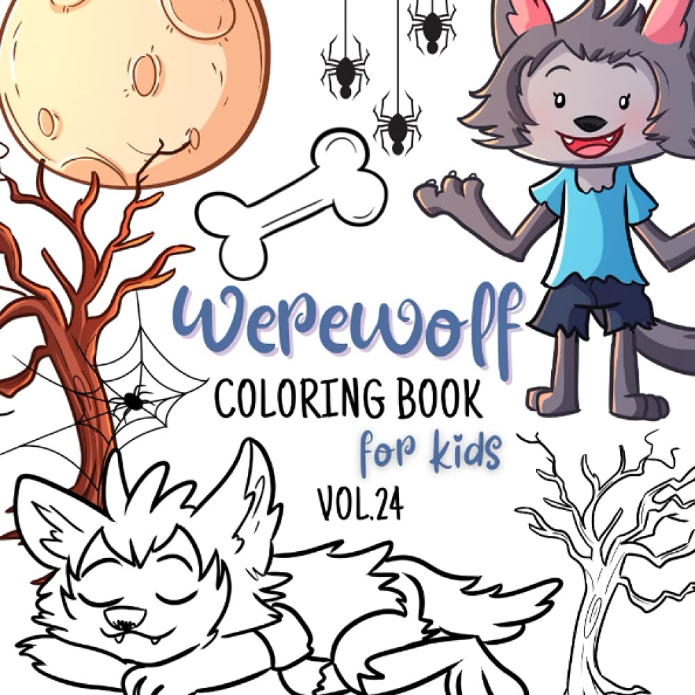 Werewolf Coloring Book For Kids: Halloween Gift Coloring Book for Kids All Ages With Cute Kawaii Werewolves (Cool & Cute Coloring Books For Kids)